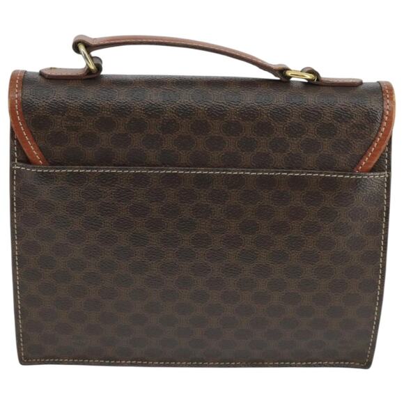 CELINE Macadam Canvas Hand Bag Pvc Leather Brown Gold - Picture 3 of 12